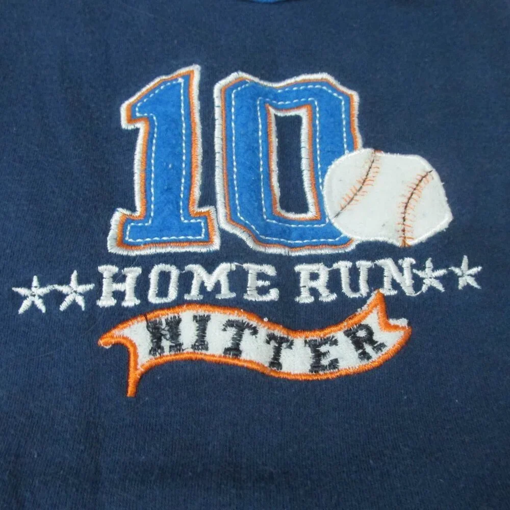 Bon Bebe 2 Pc T Shirt Pants Outfit Boy Size 3-6M Blue Orange #10 Home Run Hitter